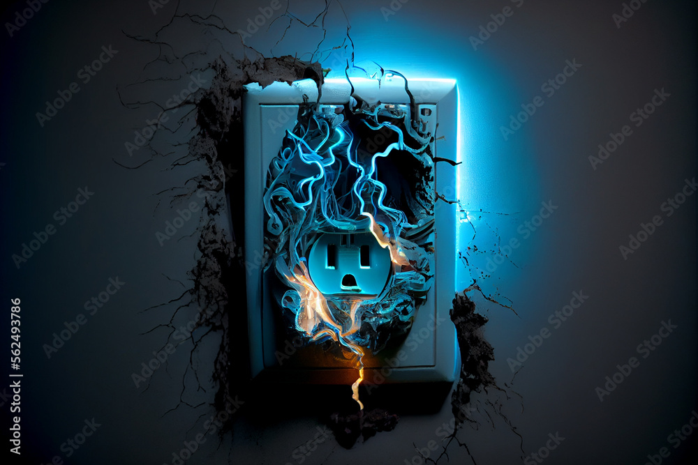 Electrical Outlet Fire The Dangers of Electrical Hazards Stock