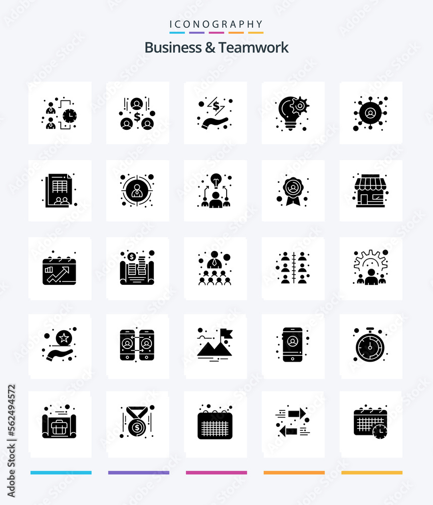 Creative Business And Teamwork 25 Glyph Solid Black icon pack  Such As target. project. cash. planning. creative
