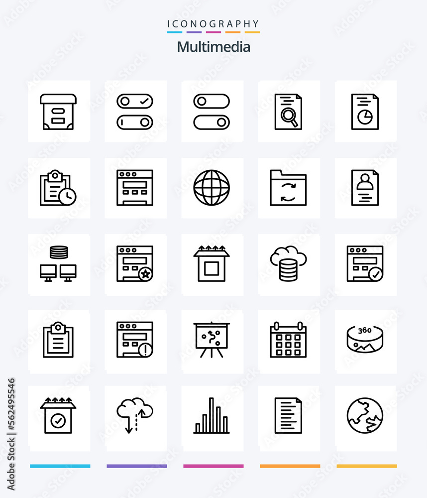 Creative Multimedia 25 OutLine icon pack  Such As education. browser. search. todo. deadline