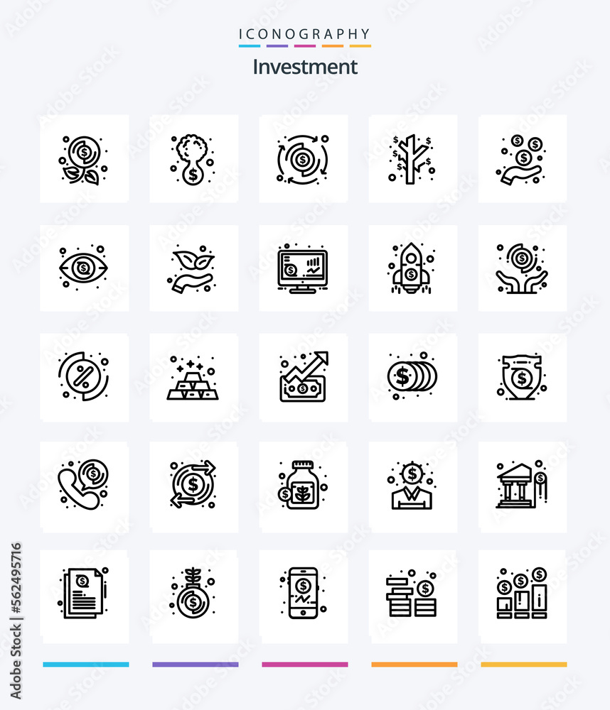 Creative Investment 25 OutLine icon pack  Such As money. dollar. dollar. profit. earnings