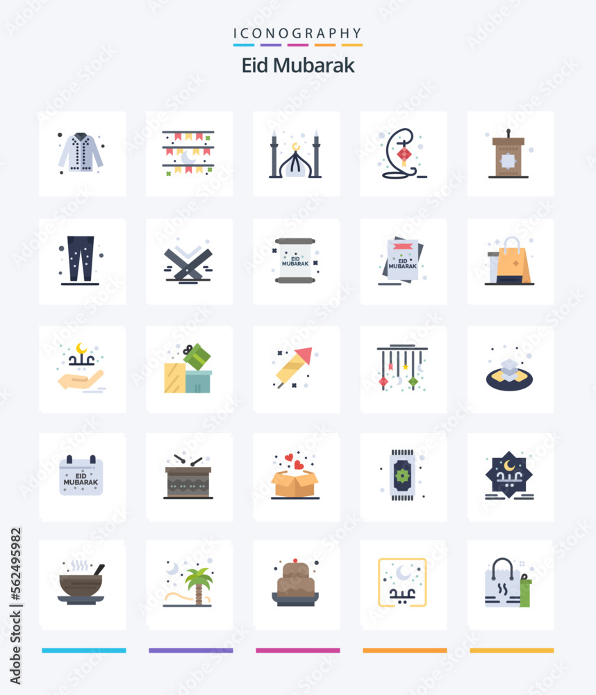 Creative Eid Mubarak 25 Flat icon pack  Such As ribbon. decoration. decoration. eid. cresent