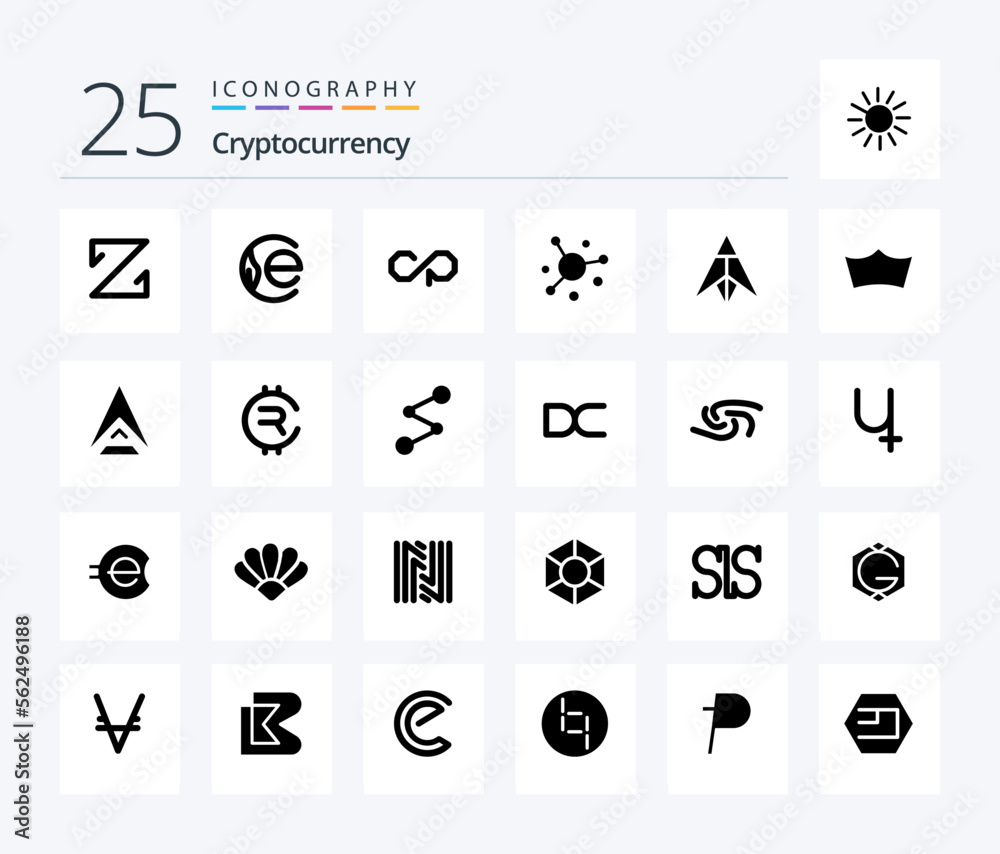 Cryptocurrency 25 Solid Glyph icon pack including coin . crypto . crypto currency. coin