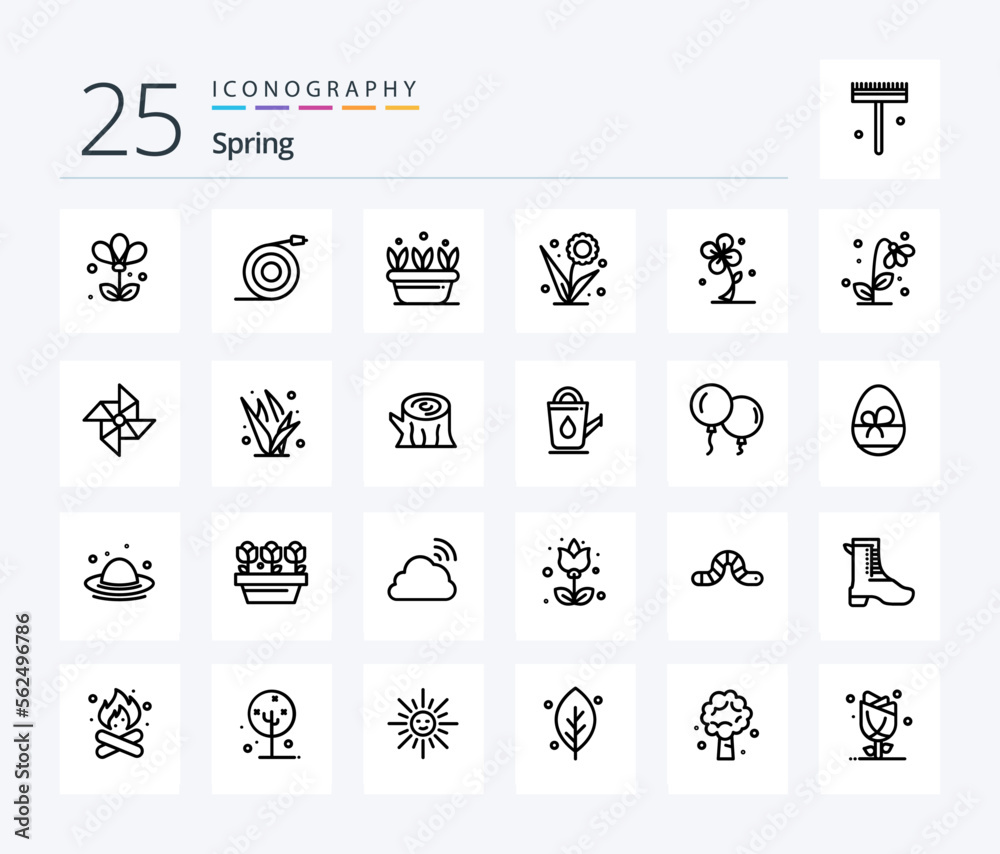 Spring 25 Line icon pack including spring. nature. growth. flower. flora