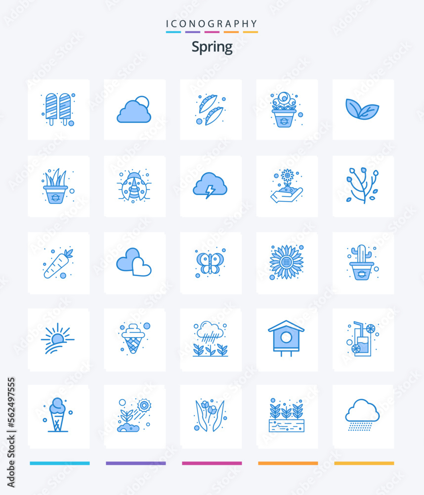 Creative Spring 25 Blue icon pack  Such As leaf. spring. beans. rose. flowers