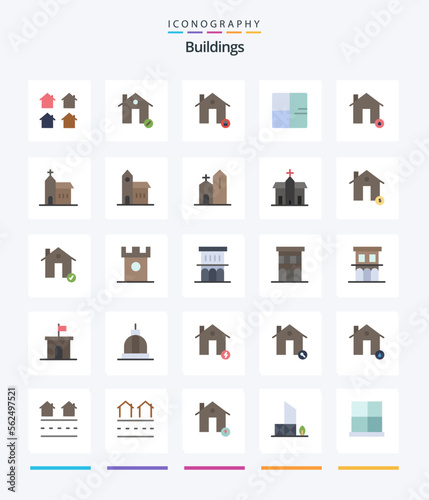 Creative Buildings 25 Flat icon pack Such As buildings. architecture. house. protect. house