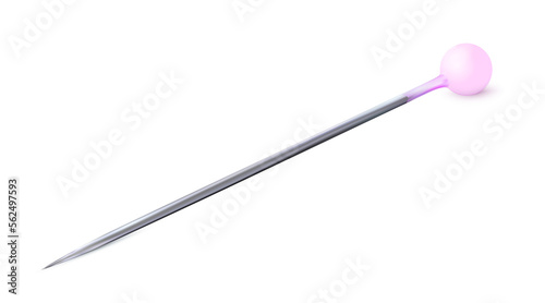 3d chrome realistic sewing pink pin isolated. Fashion embroidery tool, accessories for needlework and art craft.png