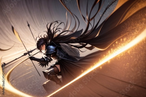 anime - style image of a woman with a bow and arrow photo