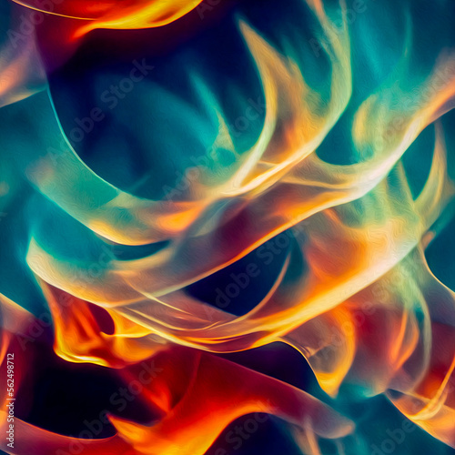The game of colors in flames, seamless background, drawing on a graphics tablet