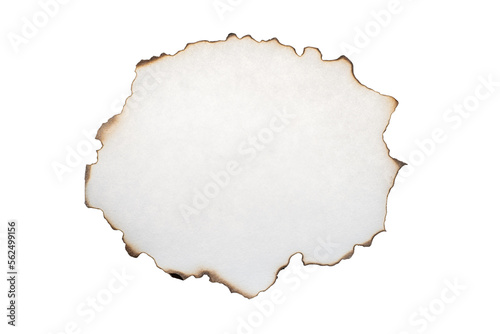 Obraz na płótnie Burnt paper piece with torn edge. Isolated png with transparency w salonie