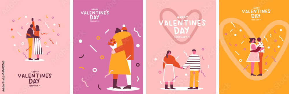Valentine's Day couple in love people cartoon set vector illustration Valentine's Day couple in love people cartoon set vector illustration