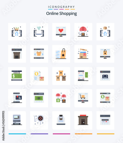 Creative Online Shopping 25 Flat icon pack Such As money. box. love. shopping. logistic