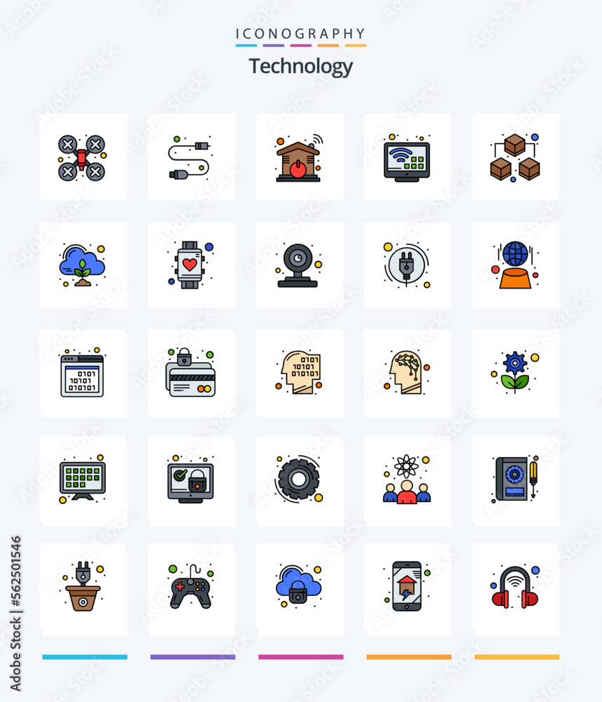 Creative Technology 25 Line FIlled icon pack  Such As data. tv. automation. smart. entertainment