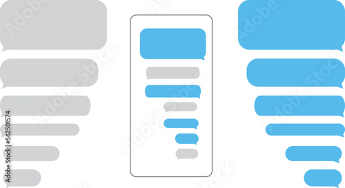 Message bubbles chat on smartphone icons. Vector design template of message bubbles chat boxes for smart mobile phone messenger