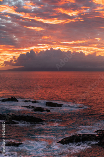 Sunset over the ocean and La Gomera island, one of Spain's Canary Islands
