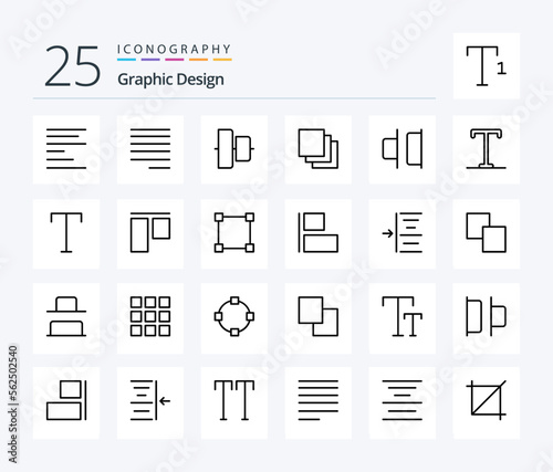 Design 25 Line icon pack including style. family. layers. text. bold