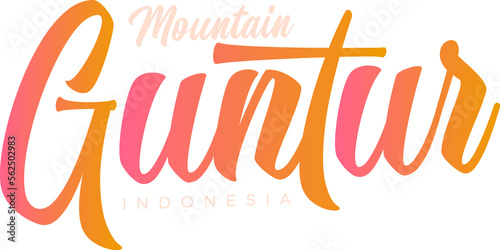 Mountain Guntur Indonesia Lettering for greeting card, great design for any purposes. Typography poster templates