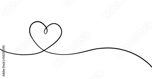 One line drawing heart. Love sign in continuous one line drawing. Minimalistic modern line art.