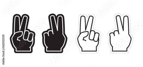 Peace Sign Foam Finger Design, Victory Hand With Two Fingers Up Icon, Vector EPS Template Isolated on White Background.