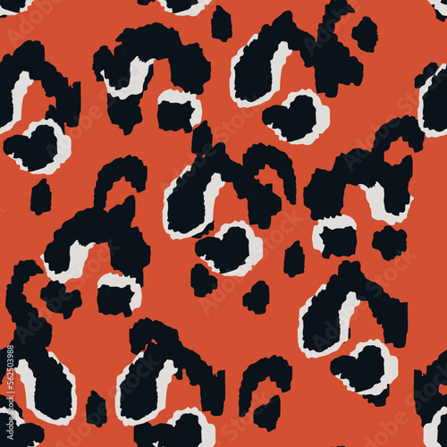 Leopard Handmade Vector Seamless Pattern. Ethnic