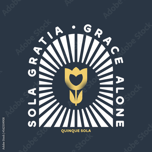 Christian illustration. Five Solas of the Reformation. Grace alone.