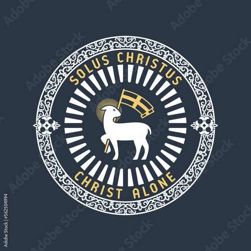 Christian illustration. Five Solas of the Reformation. Christ alone.
