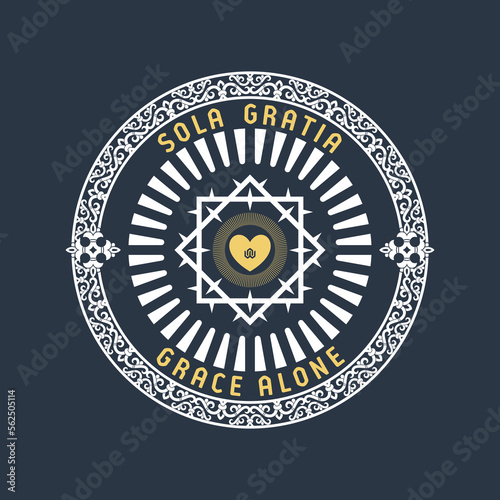 Christian illustration. Five Solas of the Reformation. Grace alone.