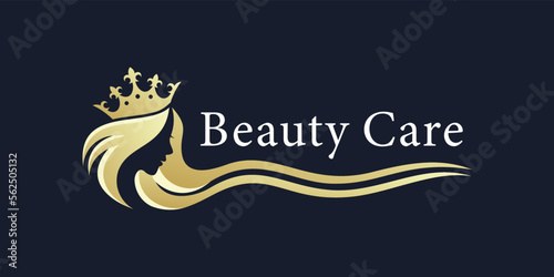 Luxury gold gradient beauty care logo design template Premium Vector