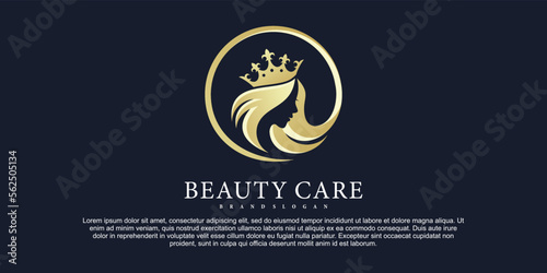 Luxury gold gradient beauty care logo design template Premium Vector