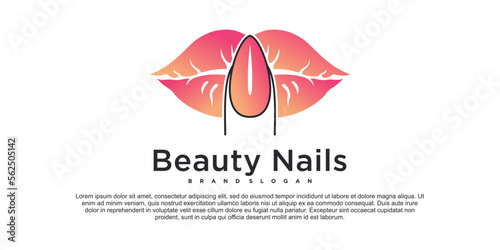 Modern beauty nail salon logo design with creative element concept Premium Vekto