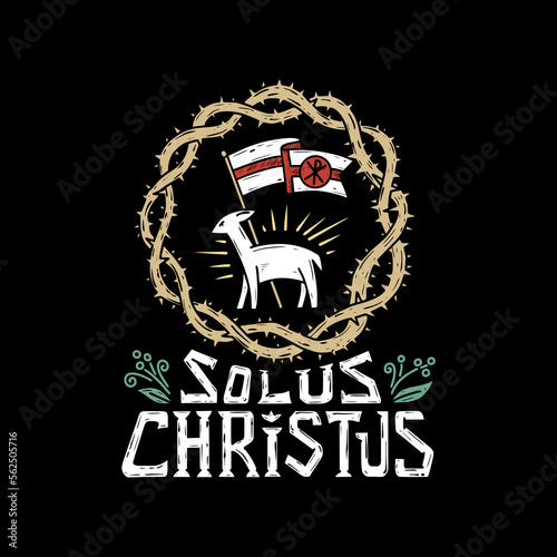 A hand-drawn Christian doodle illustration. The Five Solas of the Reformation. Christ alone.