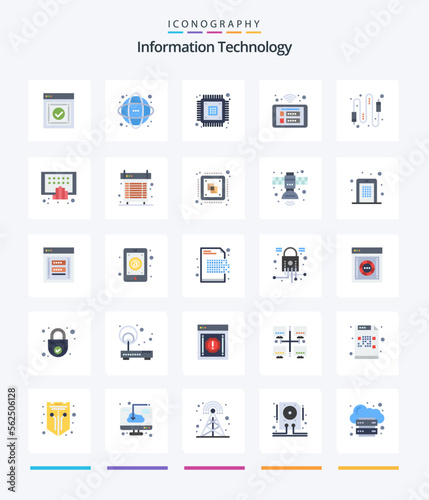 Creative Information Technology 25 Flat icon pack  Such As panel. access. network. hardware. device © Muhammad
