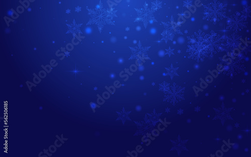 Glow Snowstorm Vector Blue Background. White Xmas