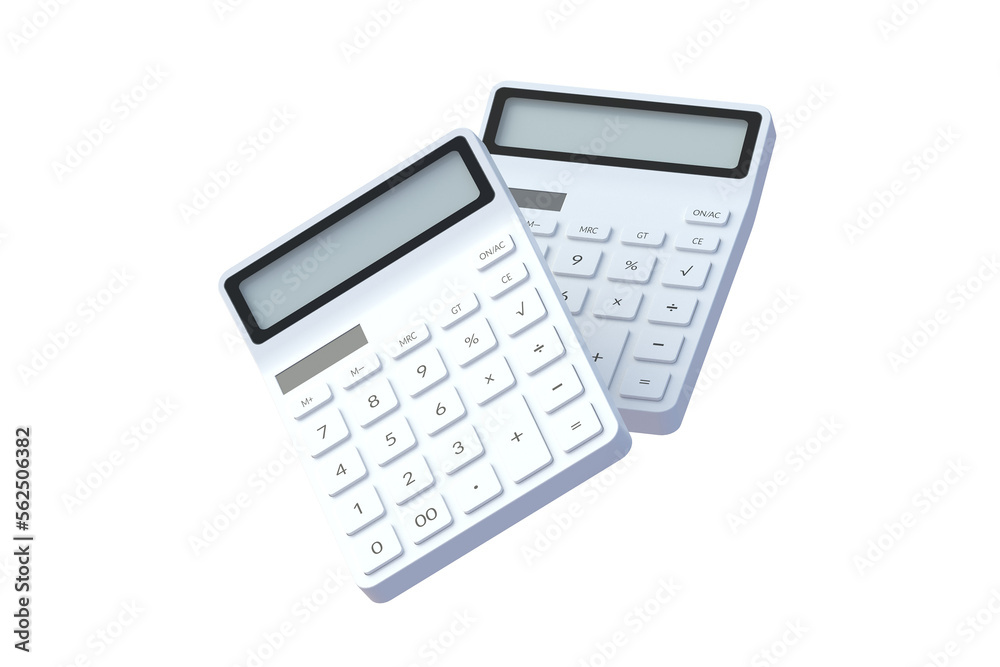 Calculators isolated on white background. 3d render Calculators isolated on white background. 3d render