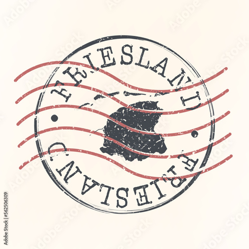 Friesland, Netherlands Stamp Map Postal. Silhouette. Passport Round Design. Vector Icon. Design Retro Travel National Symbol. photo