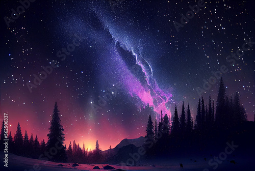 Colorful aurora borealis, Island night sky