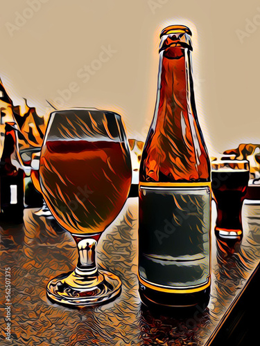 bottle of beer and a glass on a table	