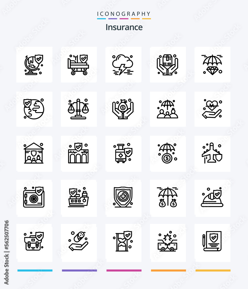 Creative Insurance 25 OutLine icon pack  Such As hold. box. cloud. safe. hands