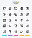 Creative Insurance 25 OutLine icon pack  Such As hold. box. cloud. safe. hands