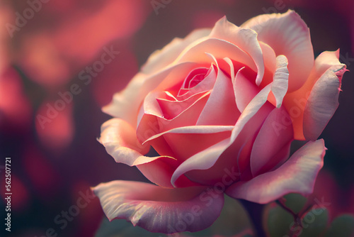 Nahaufnahme rosa Rose Blüte. Generative Ai. photo