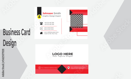 Modern Creative Business Card design template with Red, White and Black colors.