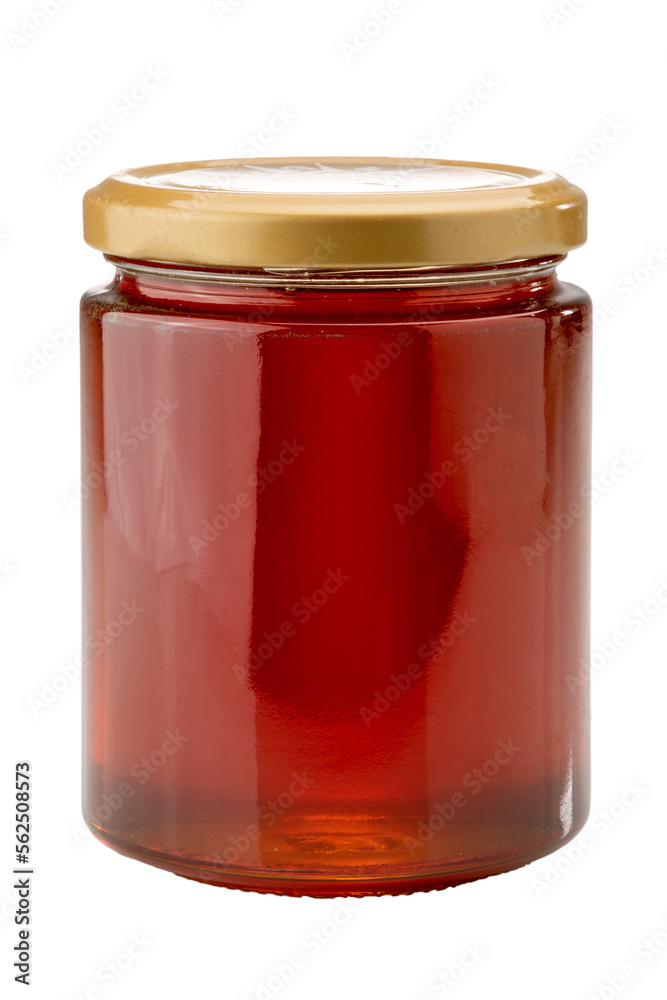 Glass jar with chestnut honey Glass jar with chestnut honey