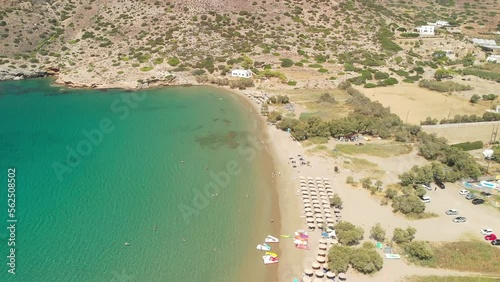 The sandy beach Galissas in Syros island, Greece photo