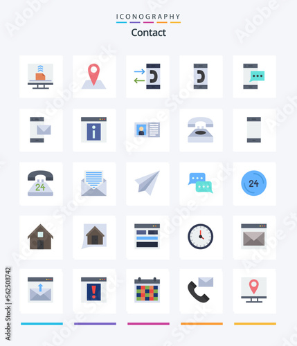 Creative Contact 25 Flat icon pack Such As phone. message. pin. contact. conversation