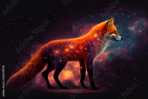 Fotografia space fox abstraction. Generative AI