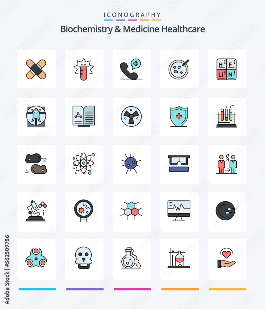 Creative Biochemistry And Medicine Healthcare 25 Line FIlled icon pack  Such As medical. dish. medical . petri. medical