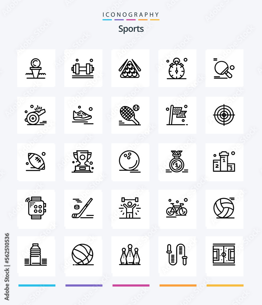 Creative Sports 25 OutLine icon pack  Such As quarter. watch. gym. play. sport