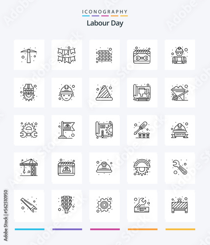 Creative Labour Day 25 OutLine icon pack Such As construction. spanner. brick. repair. construction