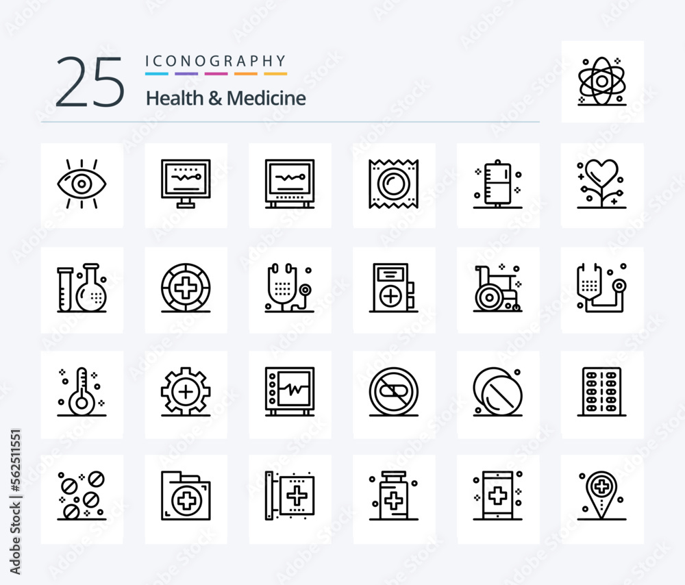 Health & Medicine 25 Line icon pack including fitness. disease. heartbeat. pregnancy. medical