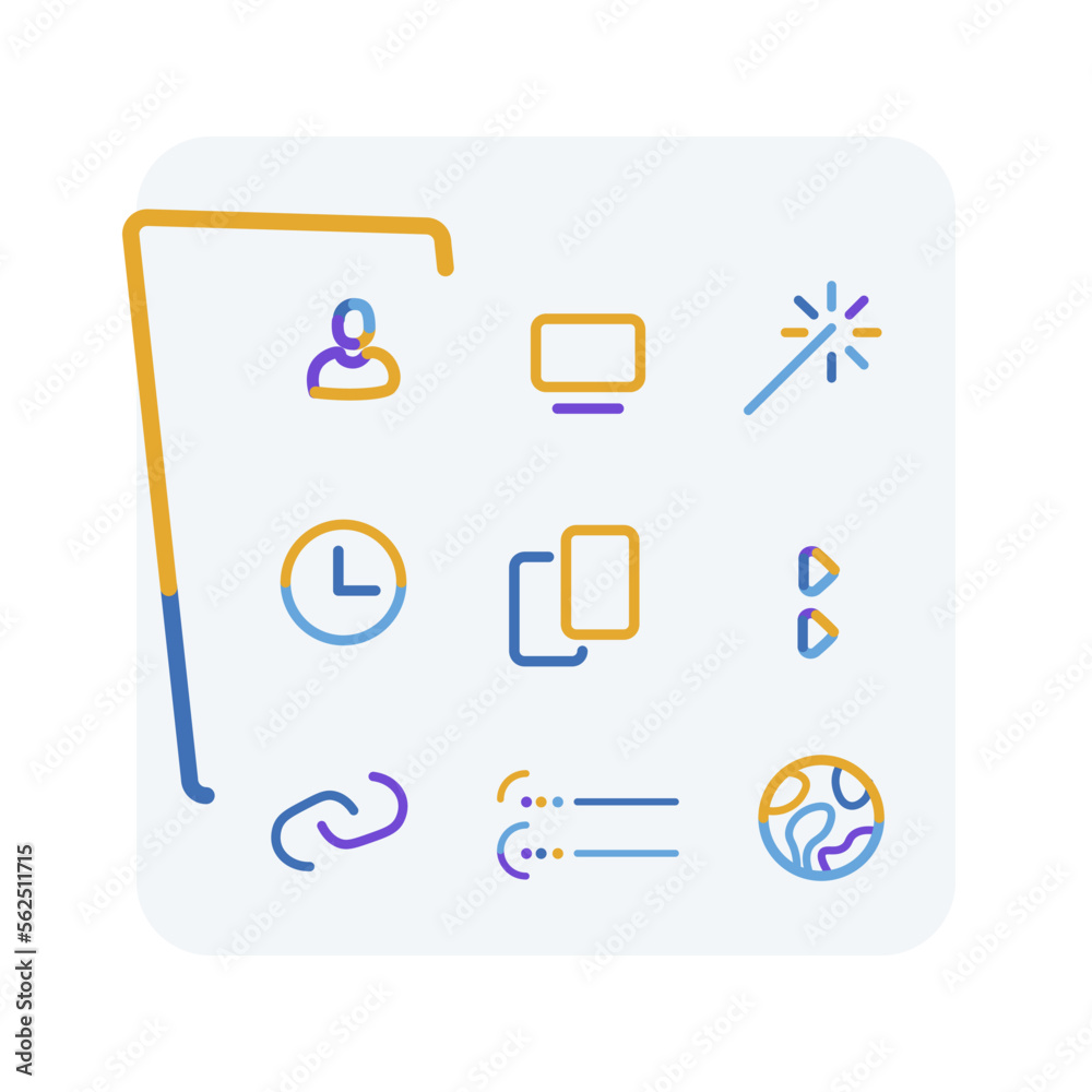 Group of office icons, vector concept of internet communications, workflow, doodle Group of office icons, vector concept of internet communications, workflow, doodle