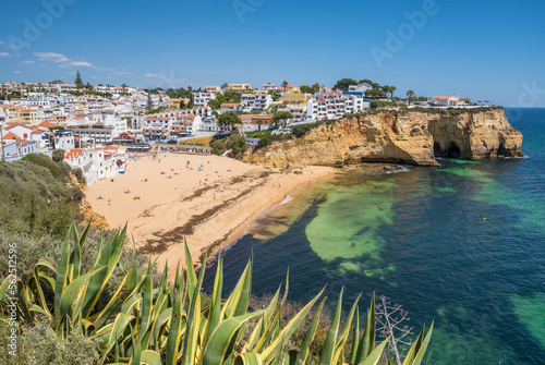 Carvoeiro fishing village with beautiful beach in Algarve, Portugal.
